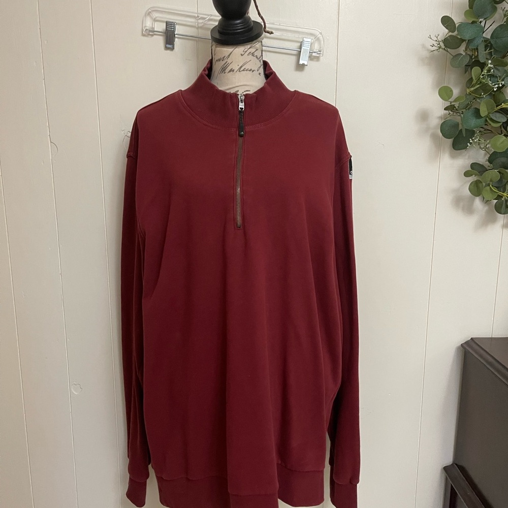Adidas 2XL Equipment Pullover Quarter Zip Burgundy Red Preppy Sweater Mock Neck
